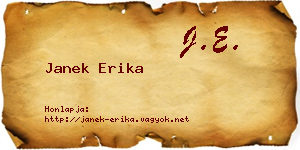 Janek Erika névjegykártya